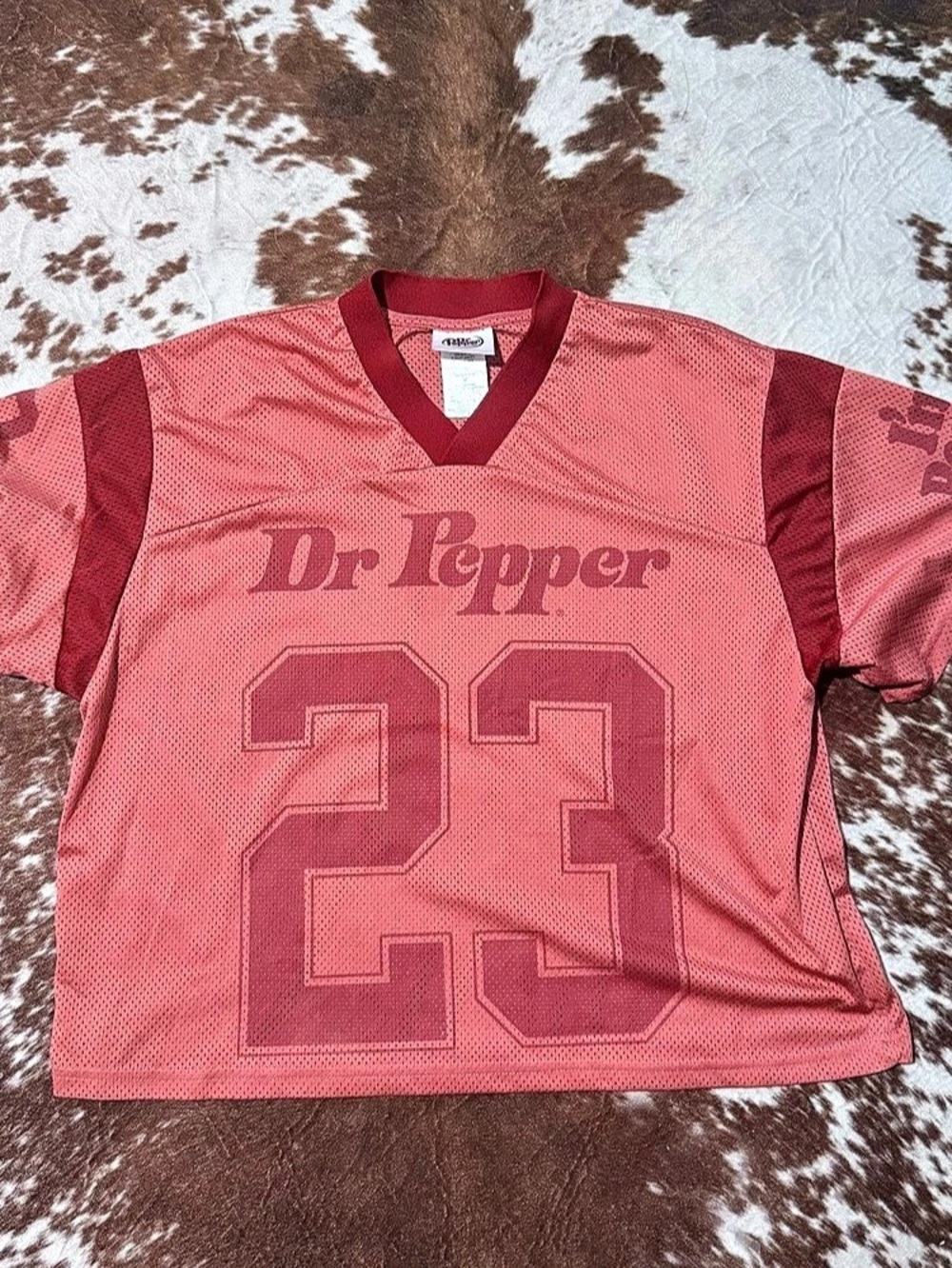 Dr Pepper Pink Mesh V-Neck Jersey Top Pink Medium
